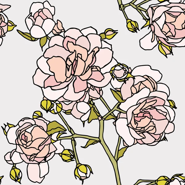 Elegancia Patrón sin costuras con flores rosas — Archivo Imágenes Vectoriales