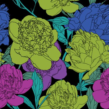 Elegance peonies çiçekler ile seamless modeli