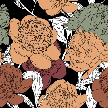 Elegance peonies çiçekler ile seamless modeli