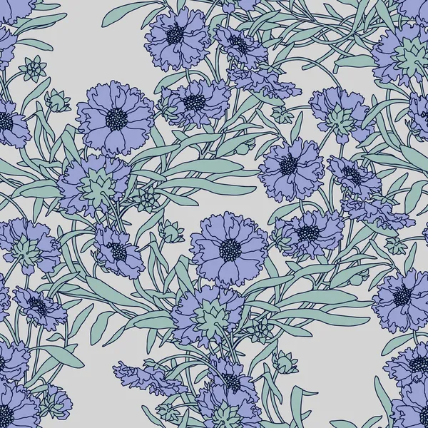 꽃 cornflowers 장식으로 우아함과 완벽 한 패턴 — 스톡 벡터