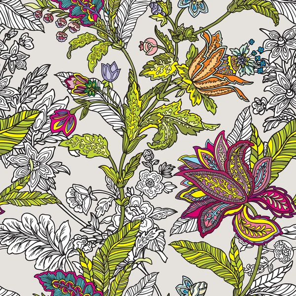 Elegantie naadloze patroon met bloemen ornament — Stockvector