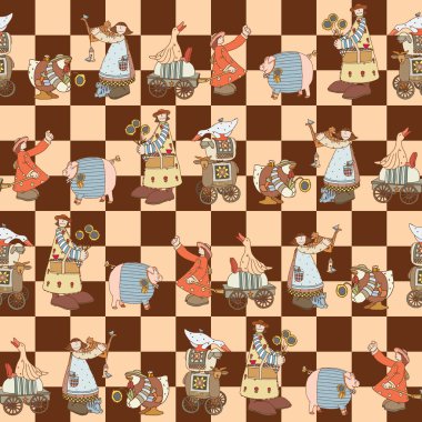 komik hayvan resimli grup ve çiftlik sakinleri ile Seamless Modeli.