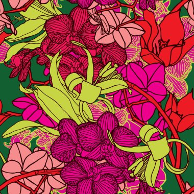 seamless flower pattern with orchids