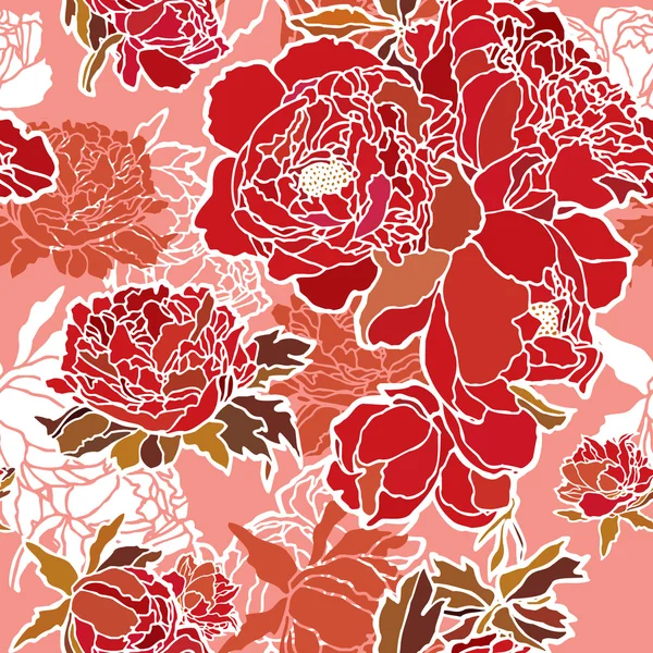 Élégance Modèle sans couture avec des fleurs roses — Image vectorielle