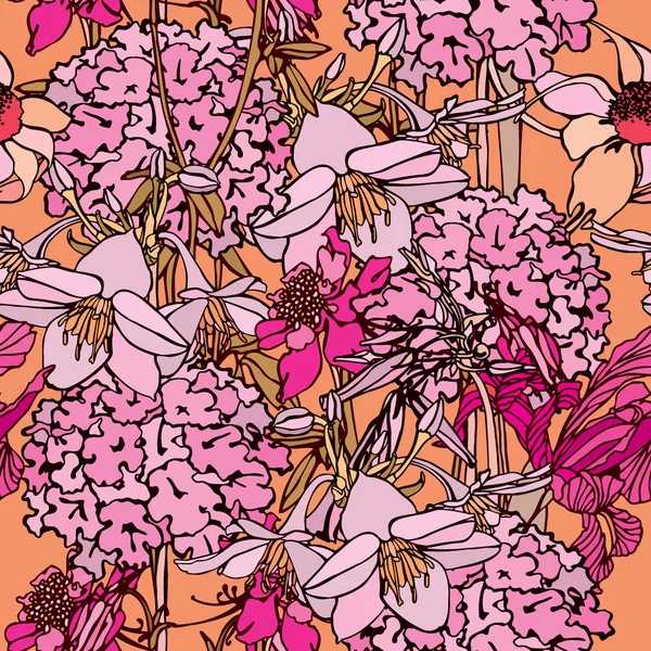 Bezešvé vzor elegance s květinami — Stockový vektor