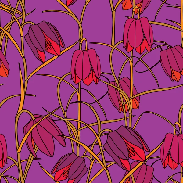 Élégance Modèle sans couture avec des fleurs — Image vectorielle