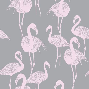 Elegance Seamless pattern with birds flamingo clipart