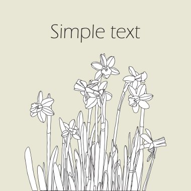 Elegance vintage kartı ile nergis çiçekleri