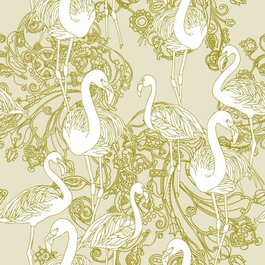 flamingo kuşları ile seamless modeli şıklık