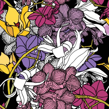 seamless flower pattern with orchids