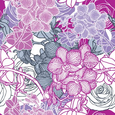 seamless flower pattern with orchids