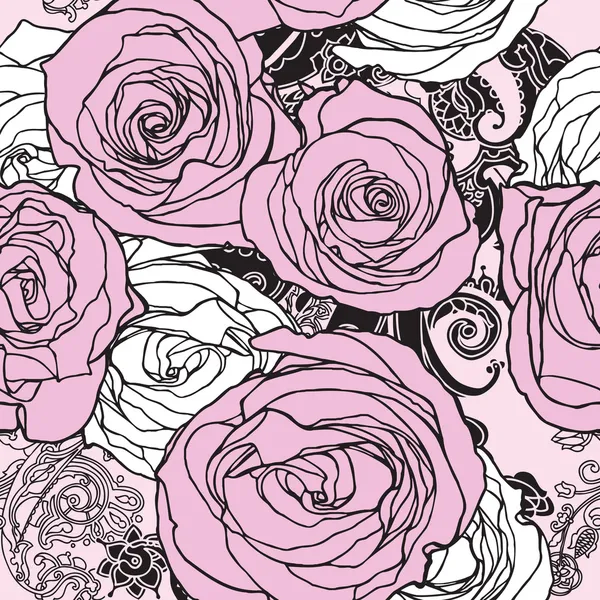 Elegancia varrat nélküli mintát Rózsa virágok — Stock Vector