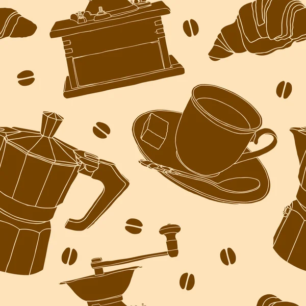 Padrão sem costura vintage - ilustração de café —  Vetores de Stock