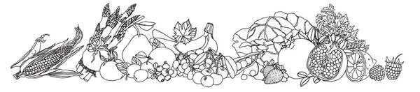 Fruits légumes et baies frontières vectorielles — Image vectorielle