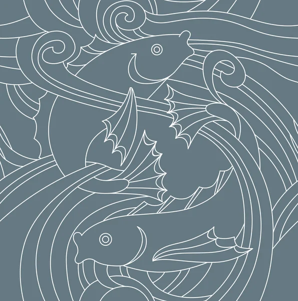 Елегантність Безшовний візерунок з рибою в морі — стоковий вектор