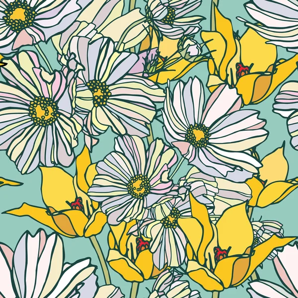 Elegance Seamless pattern with flowers — Stock Vector