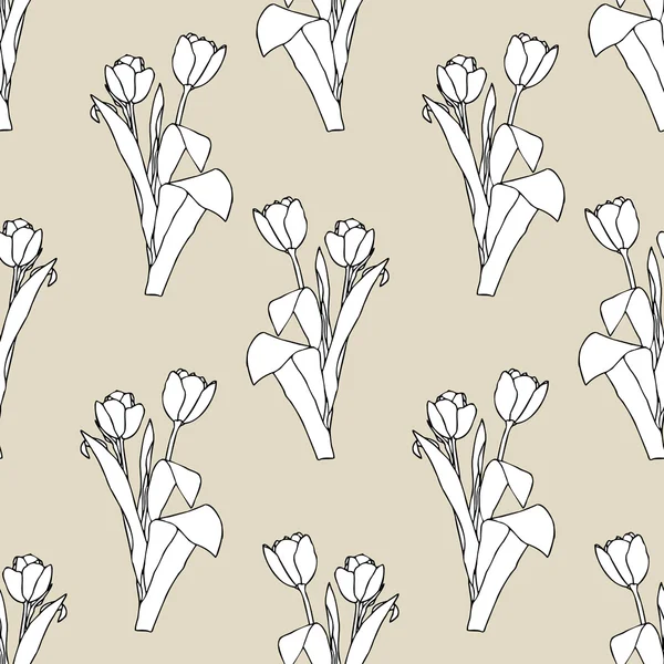 Bezešvé vzor elegance s květiny tulipány — Stockový vektor