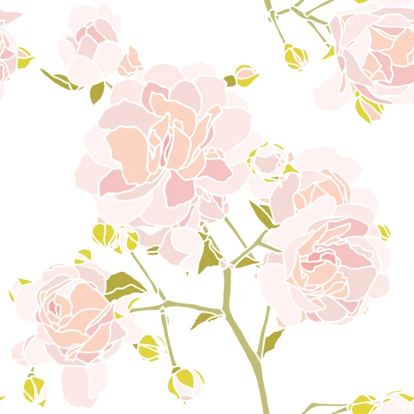 Bezešvé vzor elegance s květy růže — Stockový vektor