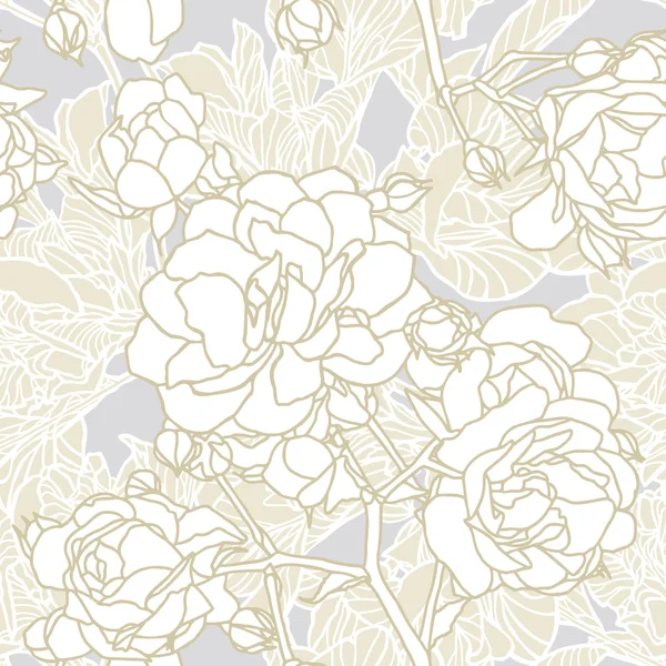 エレガンス花バラでシームレスなパターン — ストックベクタ