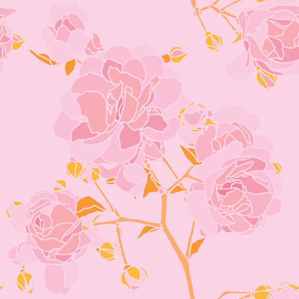 优雅无缝模式与鲜花玫瑰 — 图库矢量图片