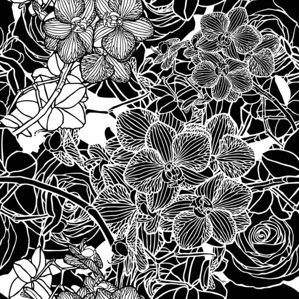 无缝花卉图案的兰花 — 图库矢量图片