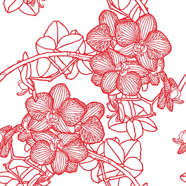 Άνευ ραφής λουλούδι μοτίβο με ορχιδέες — Διανυσματικό Αρχείο