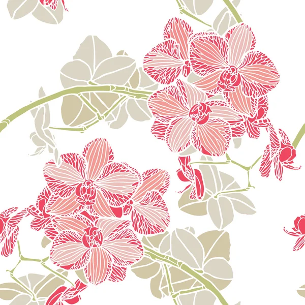 Seamless flower pattern with orchids — Stockvector