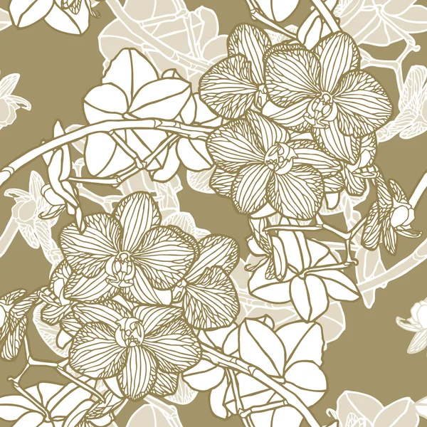 Seamless flower pattern with orchids — Stok Vektör