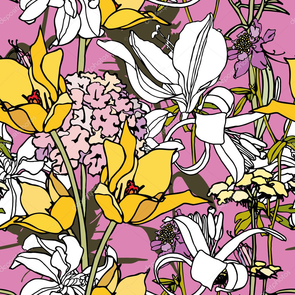 Elegance Seamless pattern with flowers