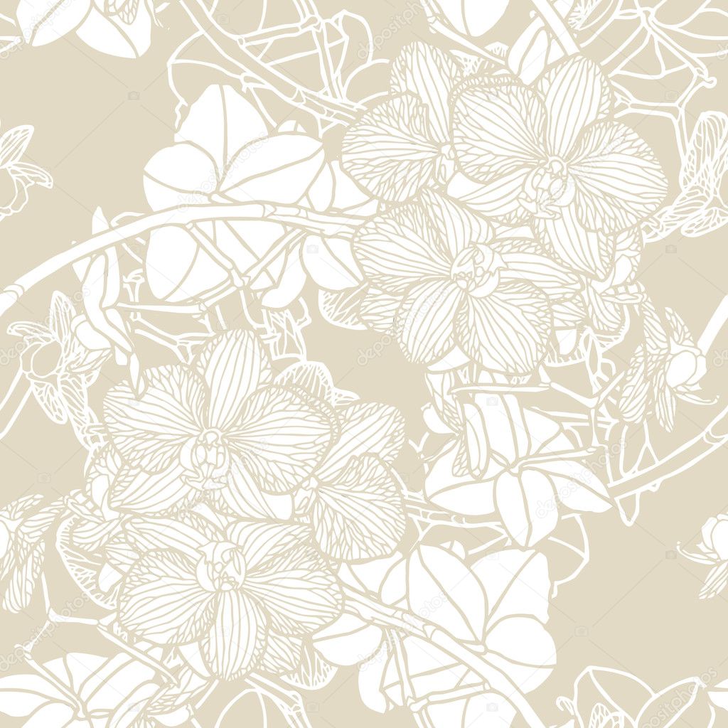 seamless flower pattern with orchids
