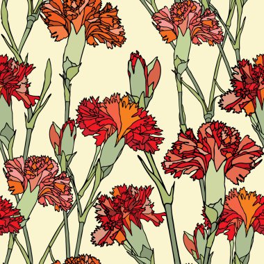 çiçekler karanfil ile seamless modeli şıklığı