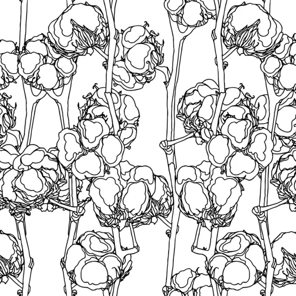 Modèle élégant sans couture avec des fleurs en coton — Image vectorielle