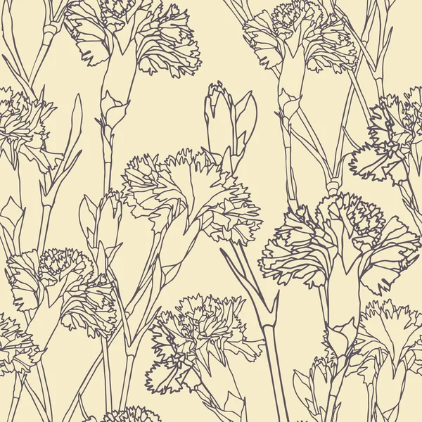 Elegans seamless mönster med blommor kryddnejlika — Stock vektor
