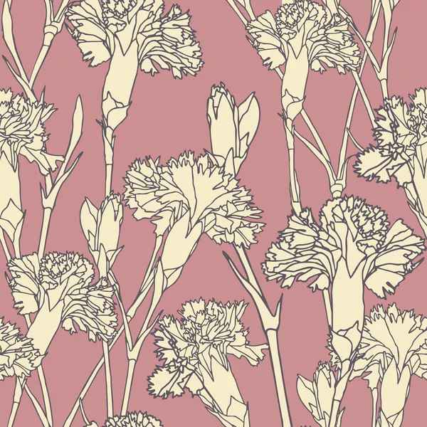 Elegancia Seamless pattern a virágok szegfűszeg — Stock Vector
