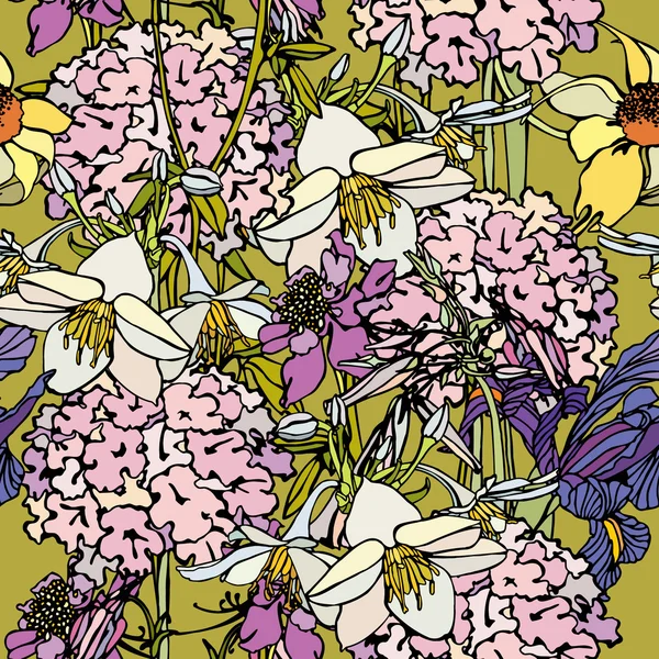 Елегантність Безшовний візерунок з квітами — стоковий вектор