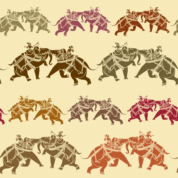 Elegancia Seamless pattern indiai hadsereg elefántok — Stock Vector