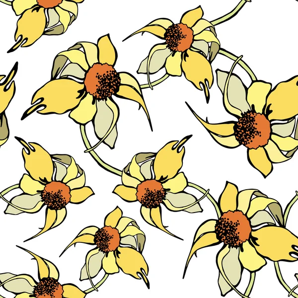 优雅无缝模式与鲜花 — 图库矢量图片