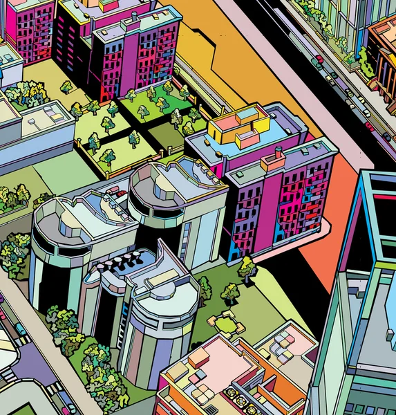 Colorido edificio ciudad urbana — Vector de stock