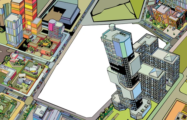 Färgstarka byggnaden urbana staden — Stock vektor