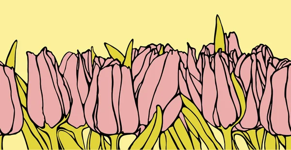 Elegancia Patrón sin costuras con tulipanes de flores — Vector de stock