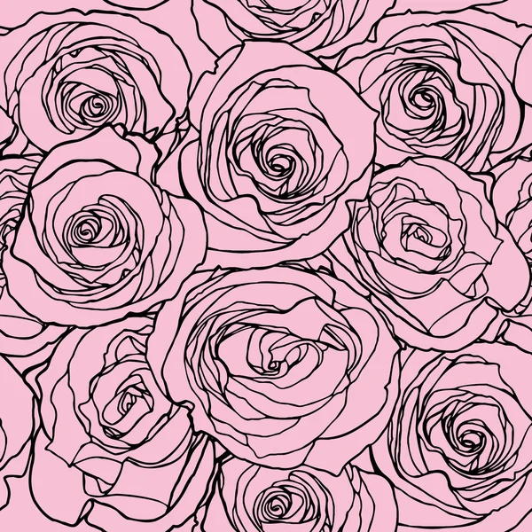Χωρίς ραφή πρότυπο κομψότητας με λουλούδια τριαντάφυλλο — Διανυσματικό Αρχείο