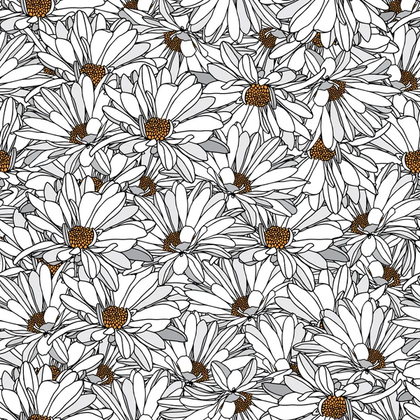 Modèle d'élégance avec des fleurs camomille — Image vectorielle
