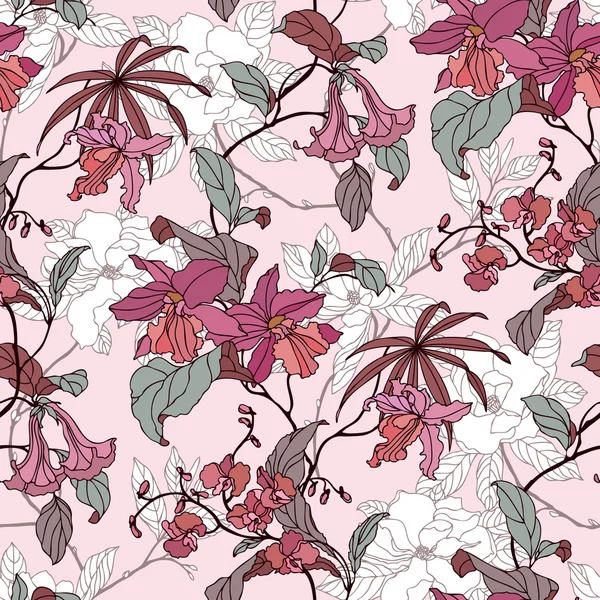 Ilustración floral en estilo vintage — Vector de stock