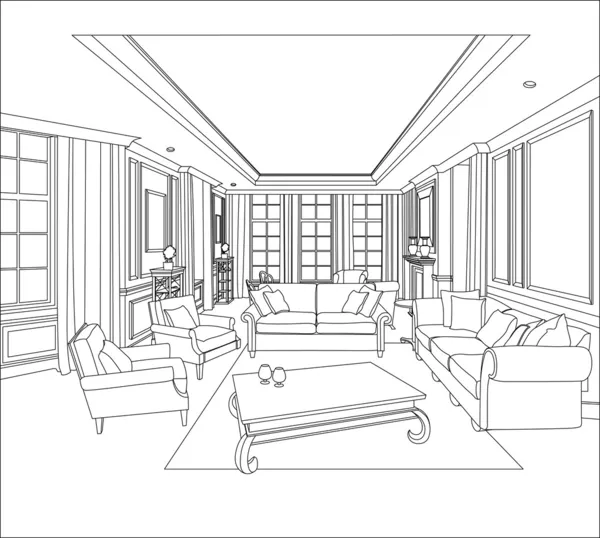 3D Dibujo gráfico interior — Archivo Imágenes Vectoriales