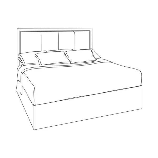 Moderne tweepersoons slaapkamer met houten meubilair — Stockvector