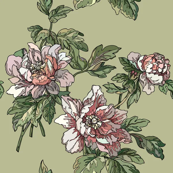 Elegantie naadloze patroon met bloemen, — Stockvector