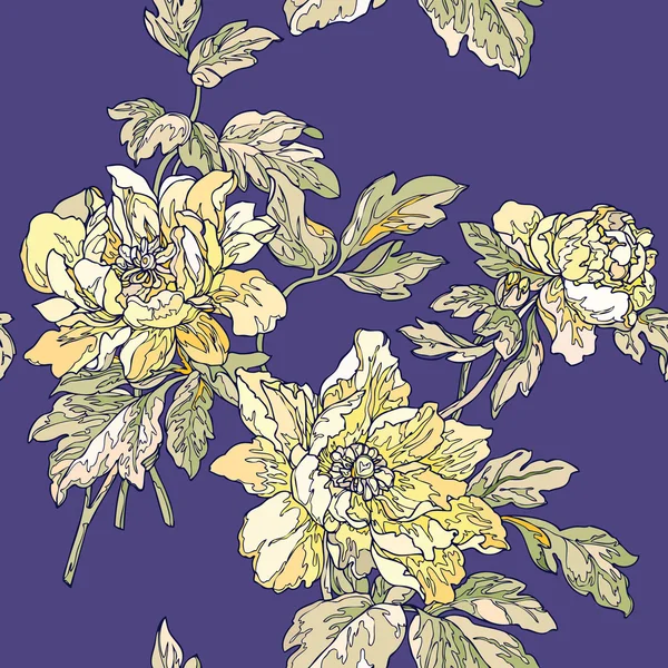 Elegantie naadloze patroon met bloemen, — Stockvector