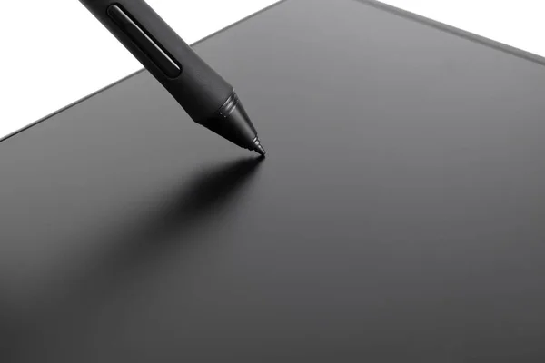 Pen for a graphics tablet on a white background. Electronic pen for close-up retouching.
