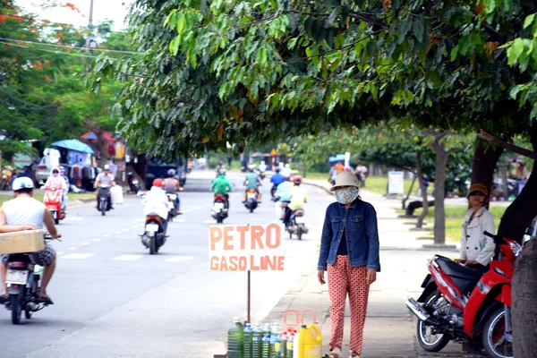 Gasoline Petrol for sale by road in Hoi An Vietnam — Stock Photo, Image