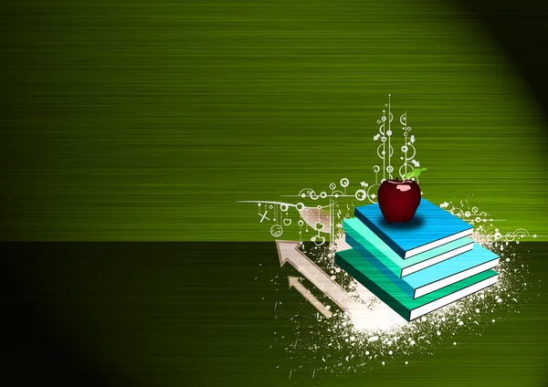 Apple and book — Stock Photo, Image